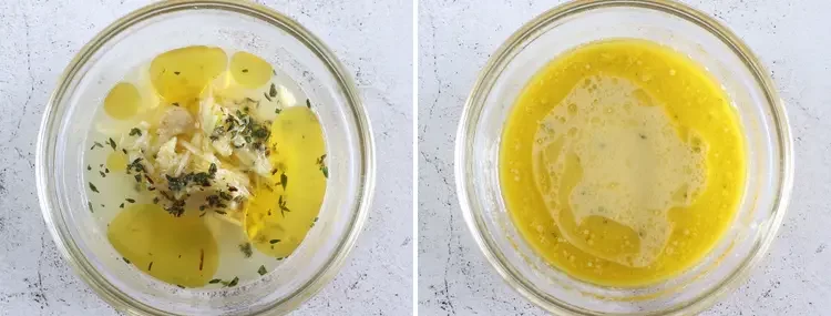 Sauce citron et moutarde sur un bol